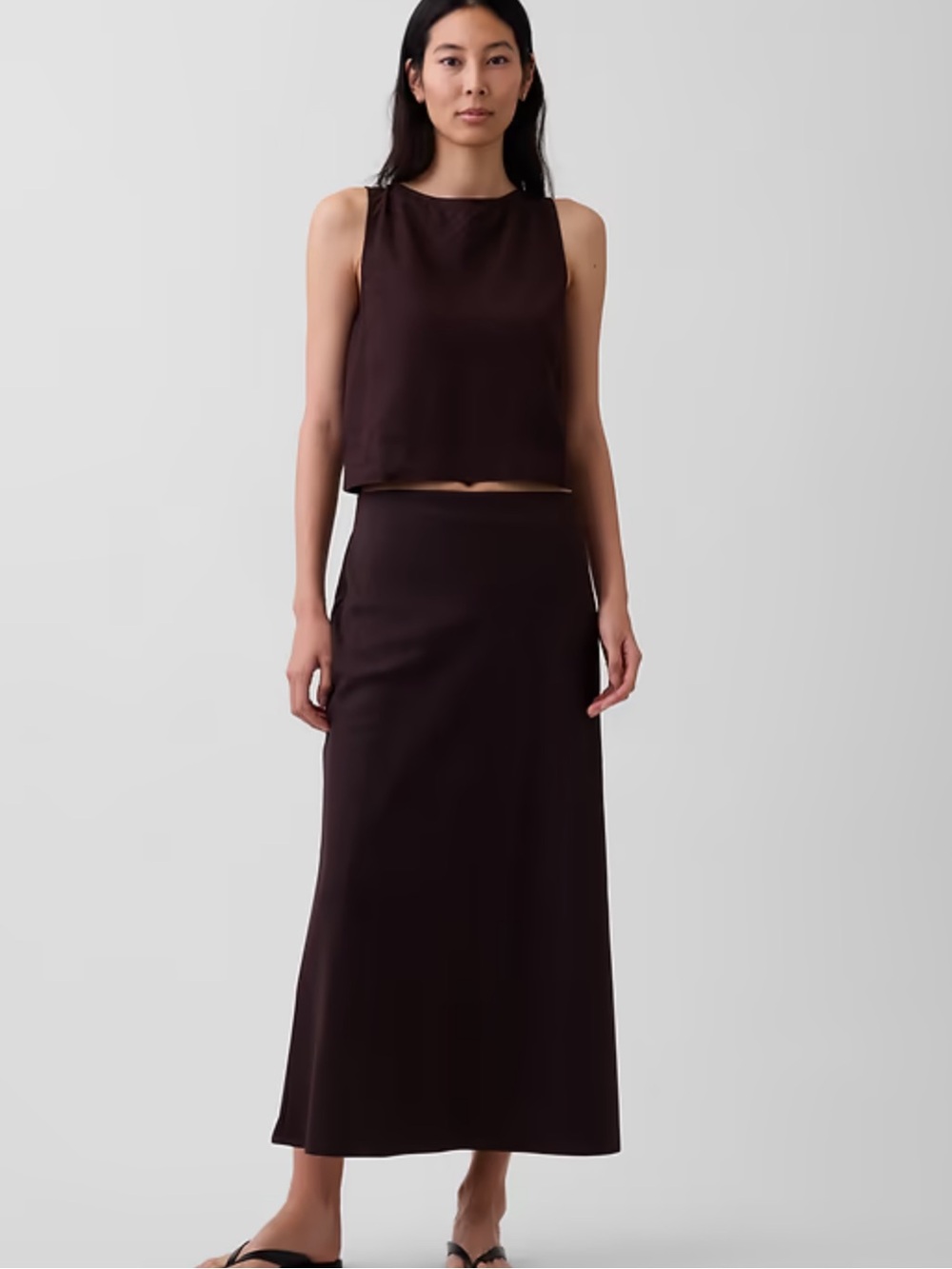 Matching set - GAP Dark Brown Maxi Skirt and Sleeveless Top Linen Blend
